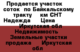 Продается участок 8,6 соток, по Байкальскому тракту 28 км СНТ “Надежда“  › Цена ­ 150 000 - Иркутская обл. Недвижимость » Земельные участки продажа   . Иркутская обл.